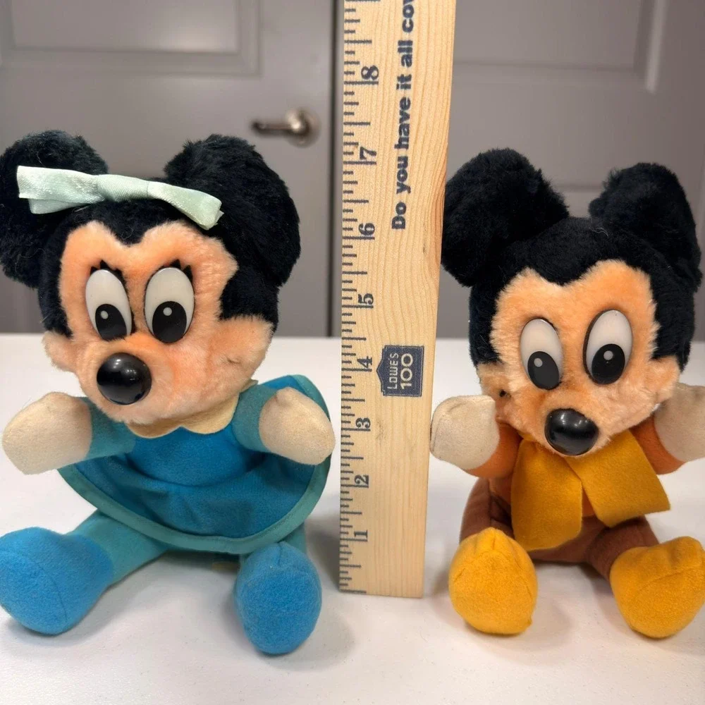 1983 Vintage Disney Mickey & Minnie Mouse Christmas Carol Plush Set Korea Rare